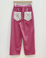 migh-T by Kumiko Watari craft race orduroy pants (Pink)