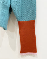 migh-T by Kumiko Watari Block Color Cable Sweater Teal Blue