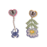 migh-T by Kumiko Watari flower and spider embroidery earrings