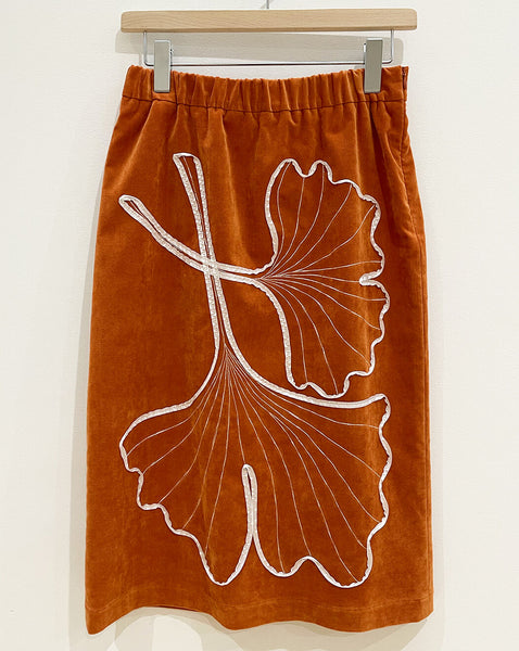 migh-T by Kumiko Watari Ginkgo Embroidery Velveteen Skirt